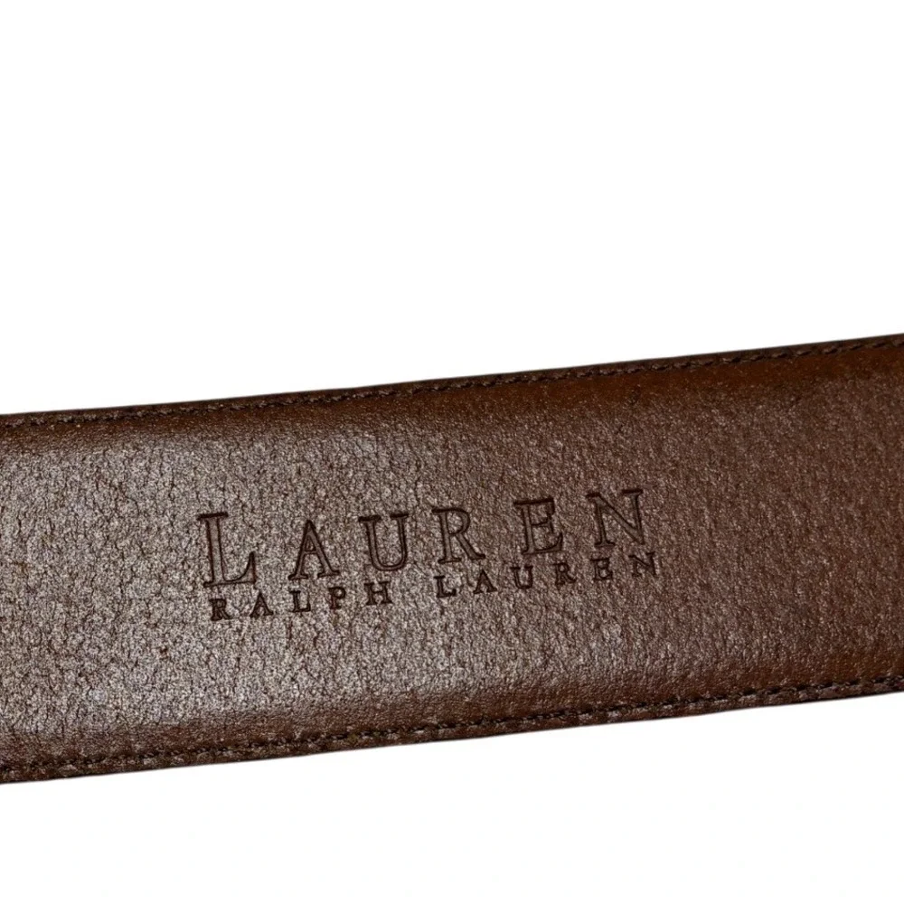 Lauren Ralph Lauren Brown Leather Belt Distressed Silver Buckle Size 42
